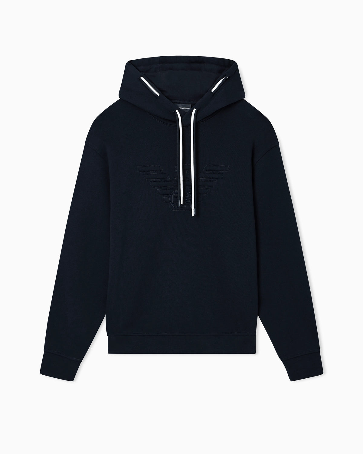 Loose-fit hooded sweatshirt in French terry jersey with a domed eagle