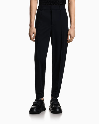 Stretch-nylon trousers with an elasticated hem