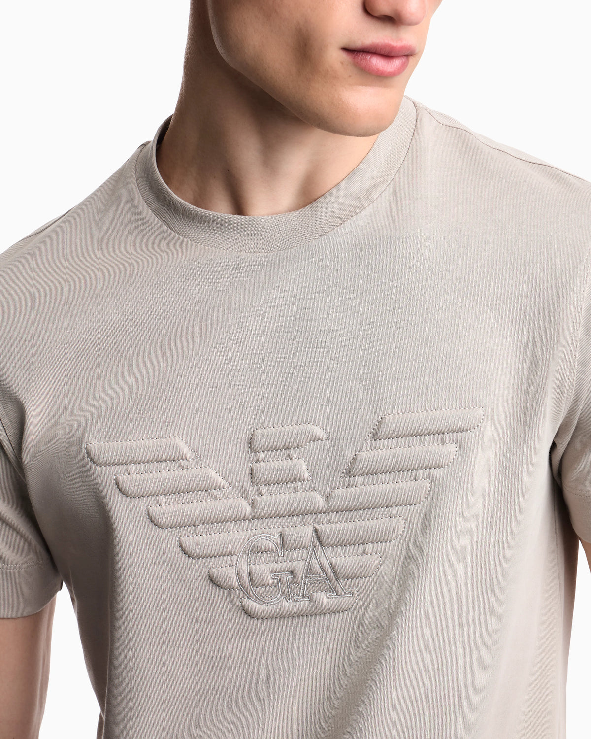 Slim fit T-shirt in heavy jersey with domed eagle