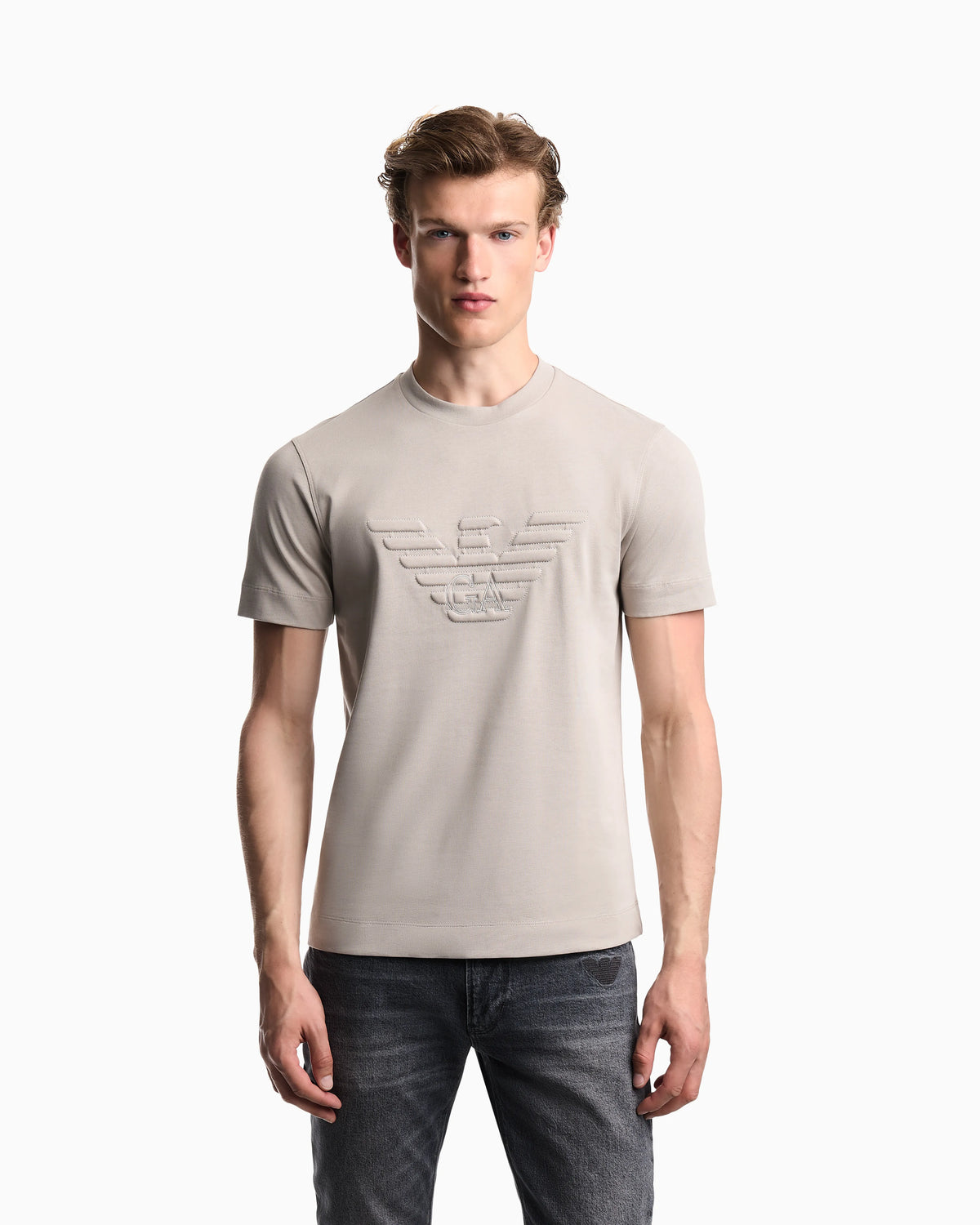Slim fit T-shirt in heavy jersey with domed eagle