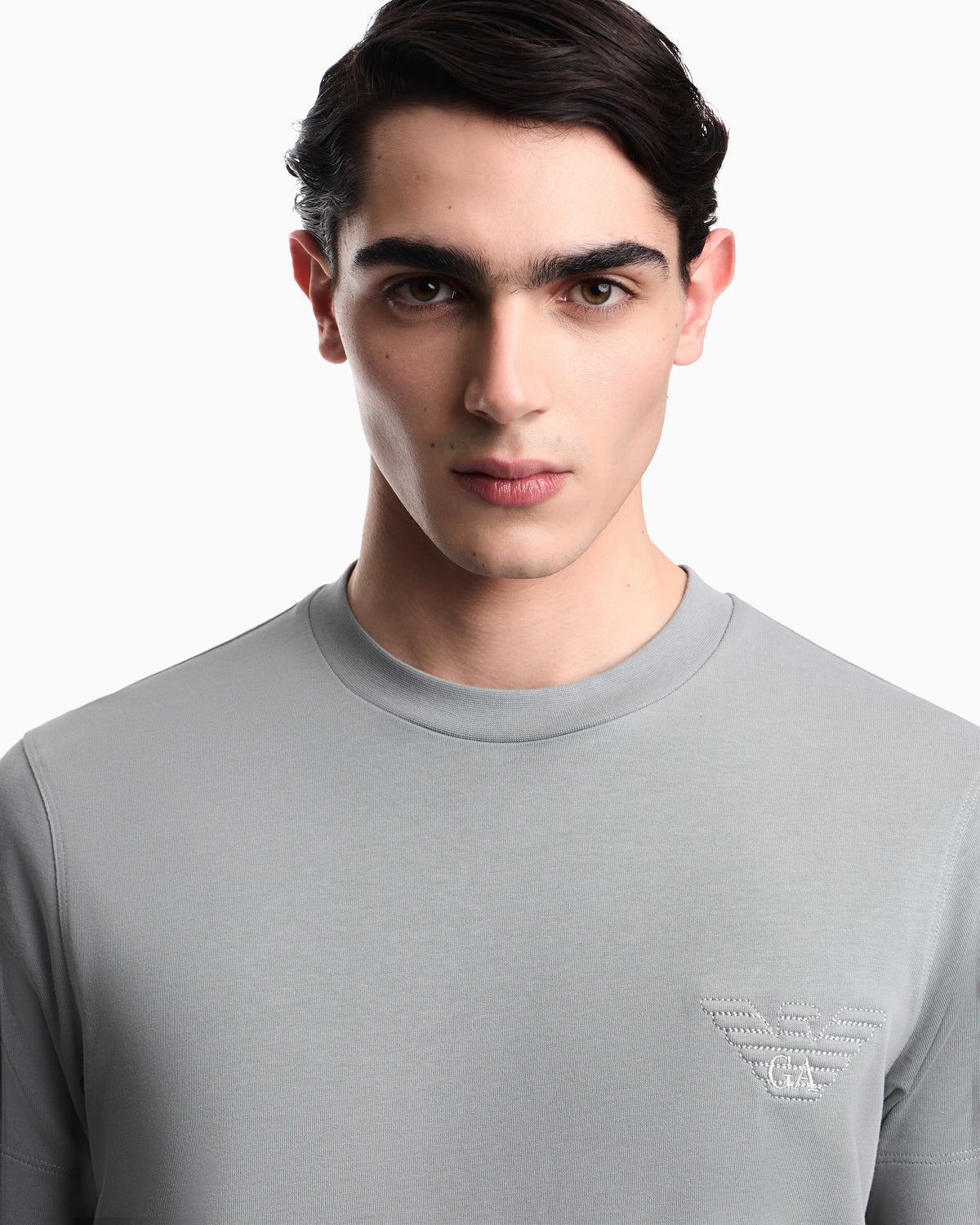 Slim fit T-shirt in heavy jersey with domed eagle