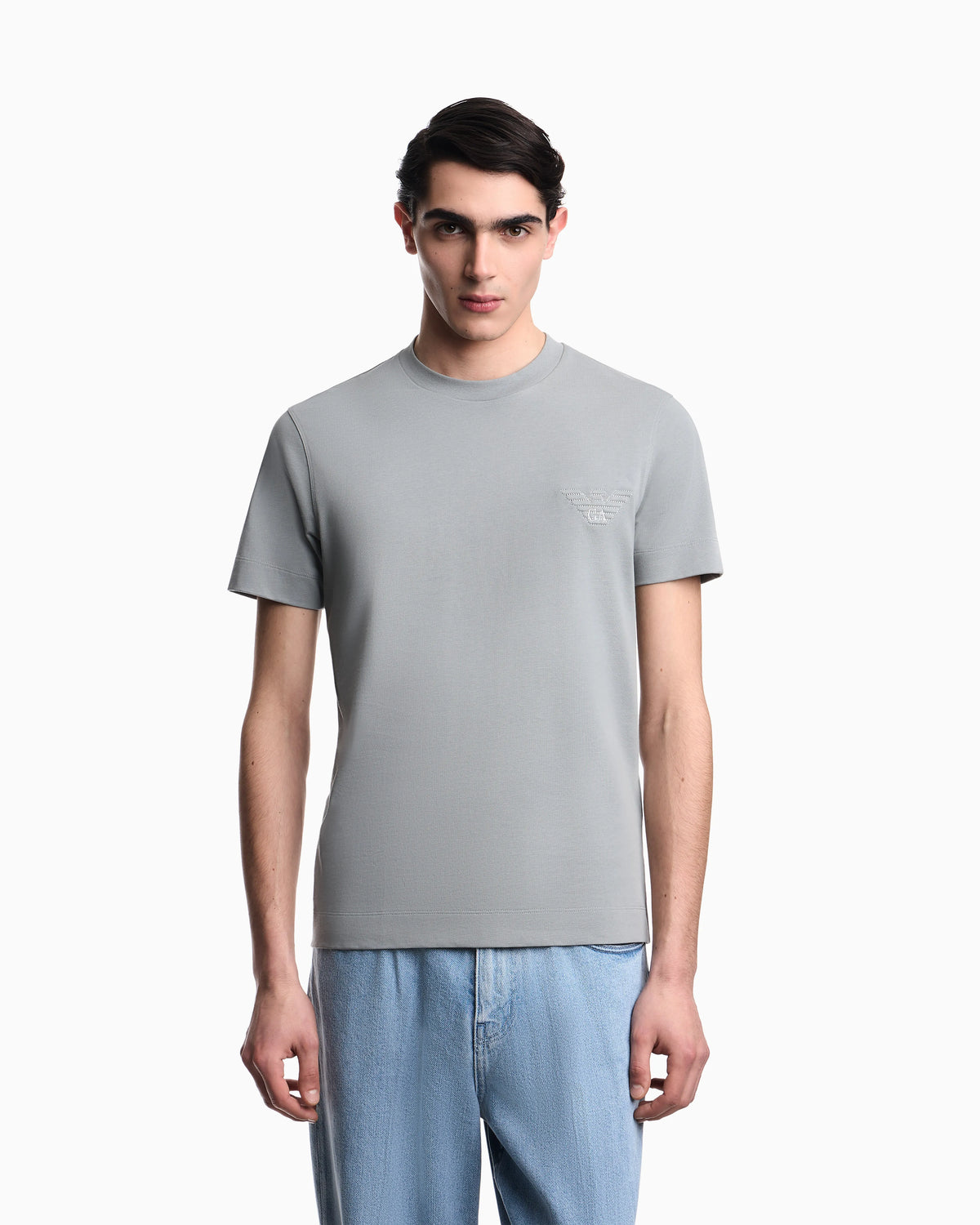 Slim fit T-shirt in heavy jersey with domed eagle