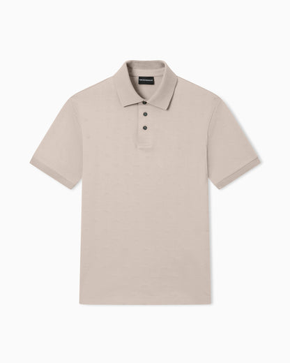 Slim-fit jersey polo shirt with all-over jacquard eagle