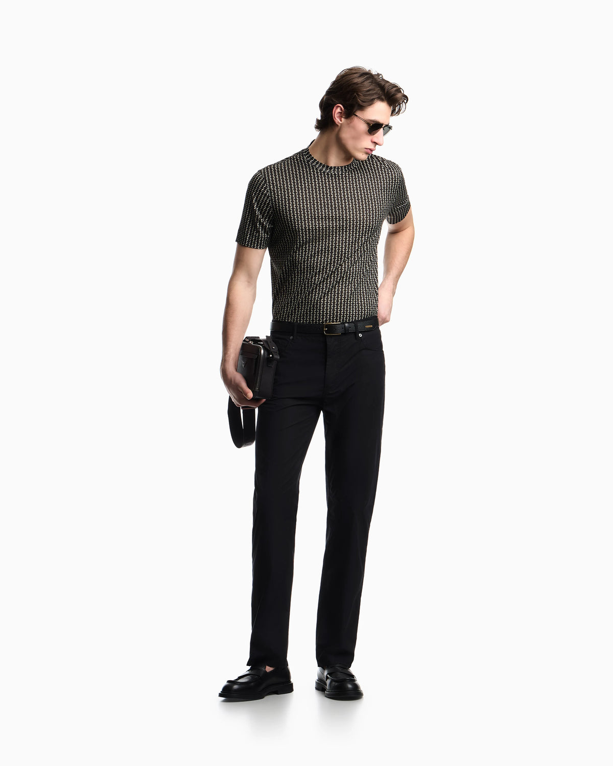 Lyocell-blend jersey T-shirt with all-over micro pattern print