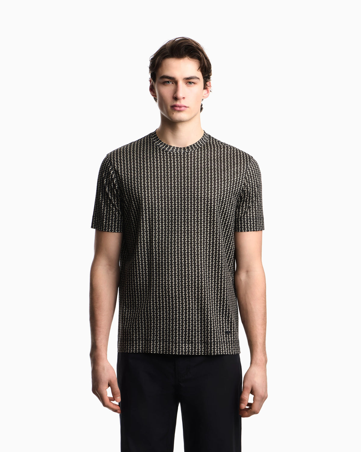 Lyocell-blend jersey T-shirt with all-over micro pattern print