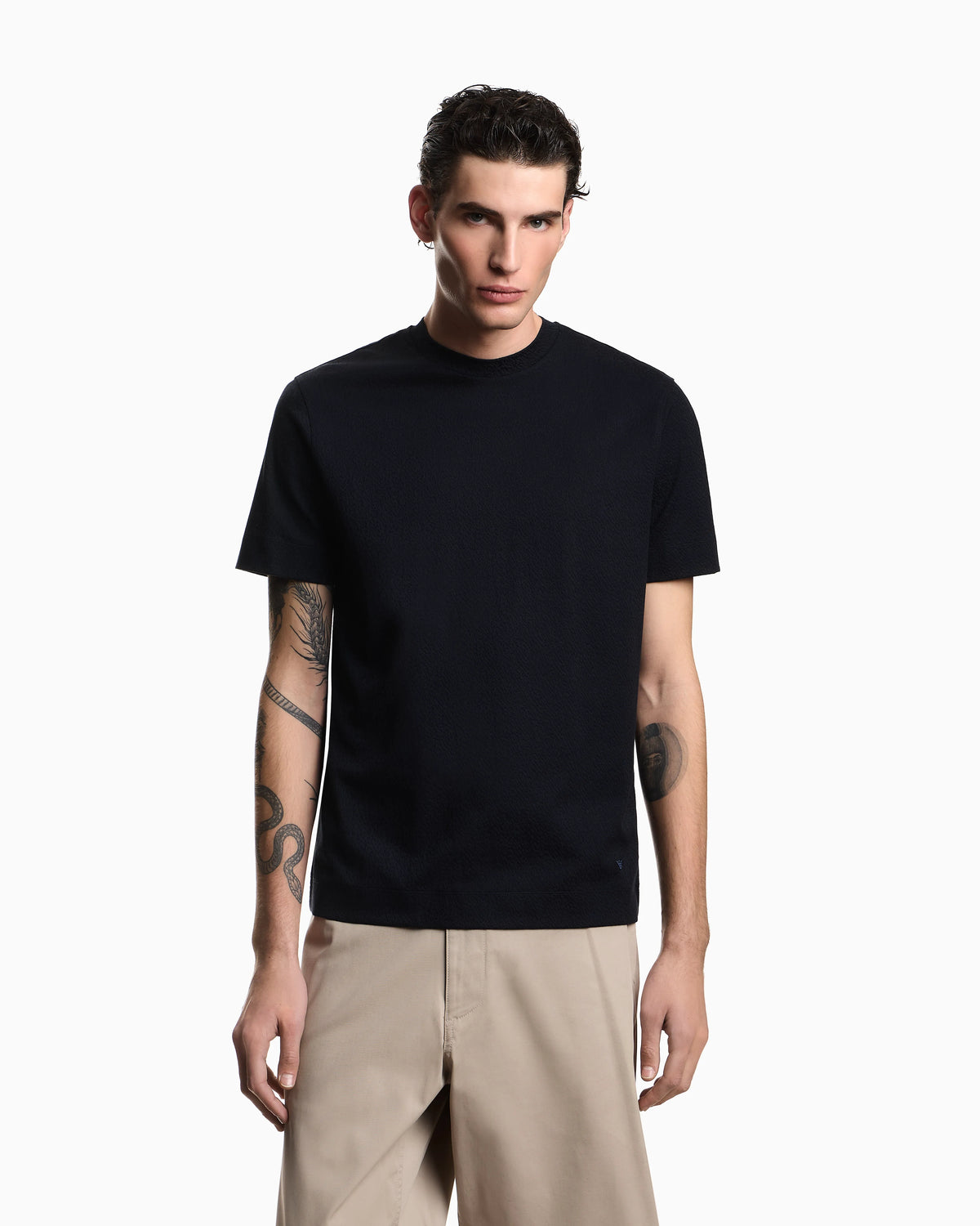 Intarsia-effect jacquard jersey T-shirt