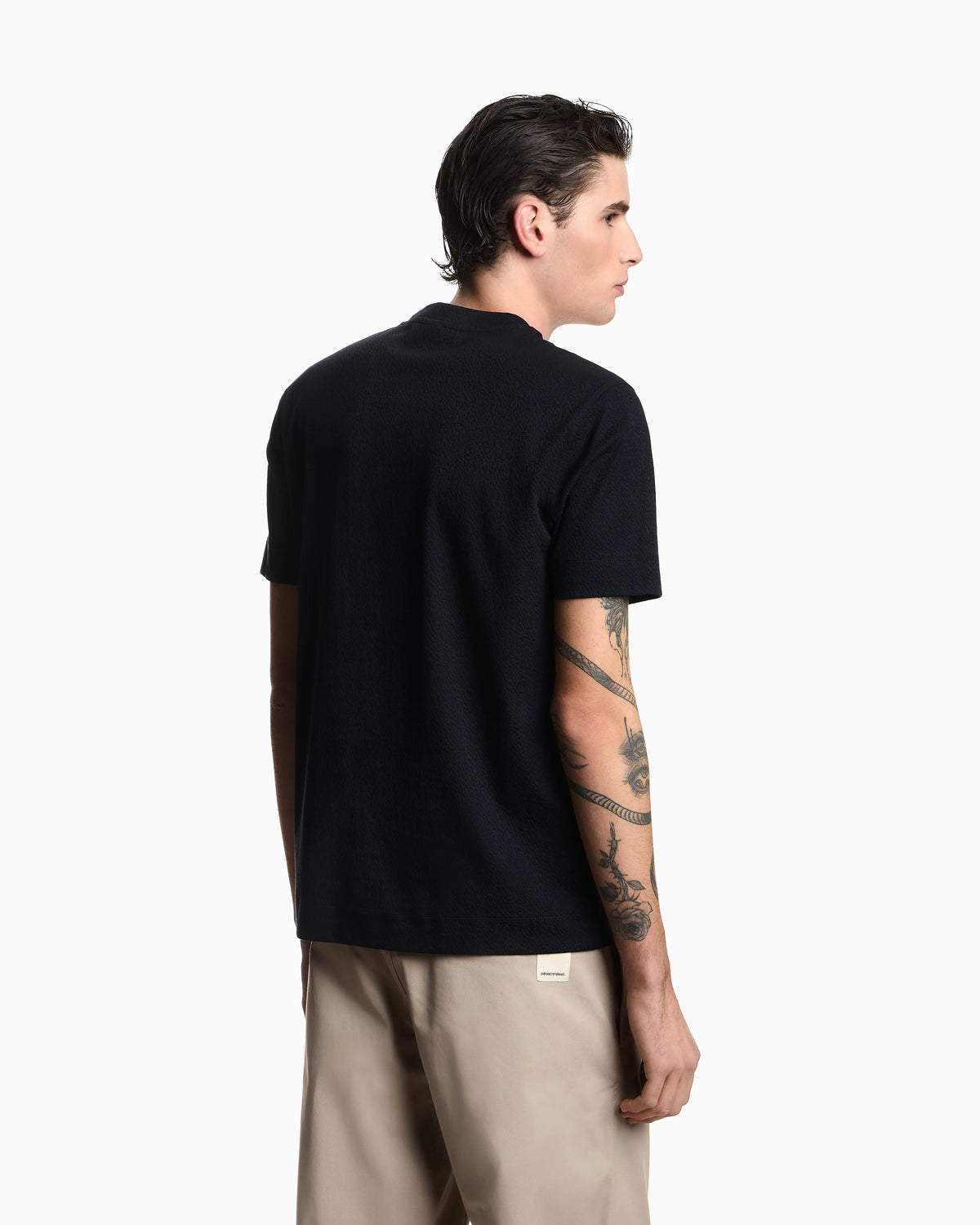 Intarsia-effect jacquard jersey T-shirt