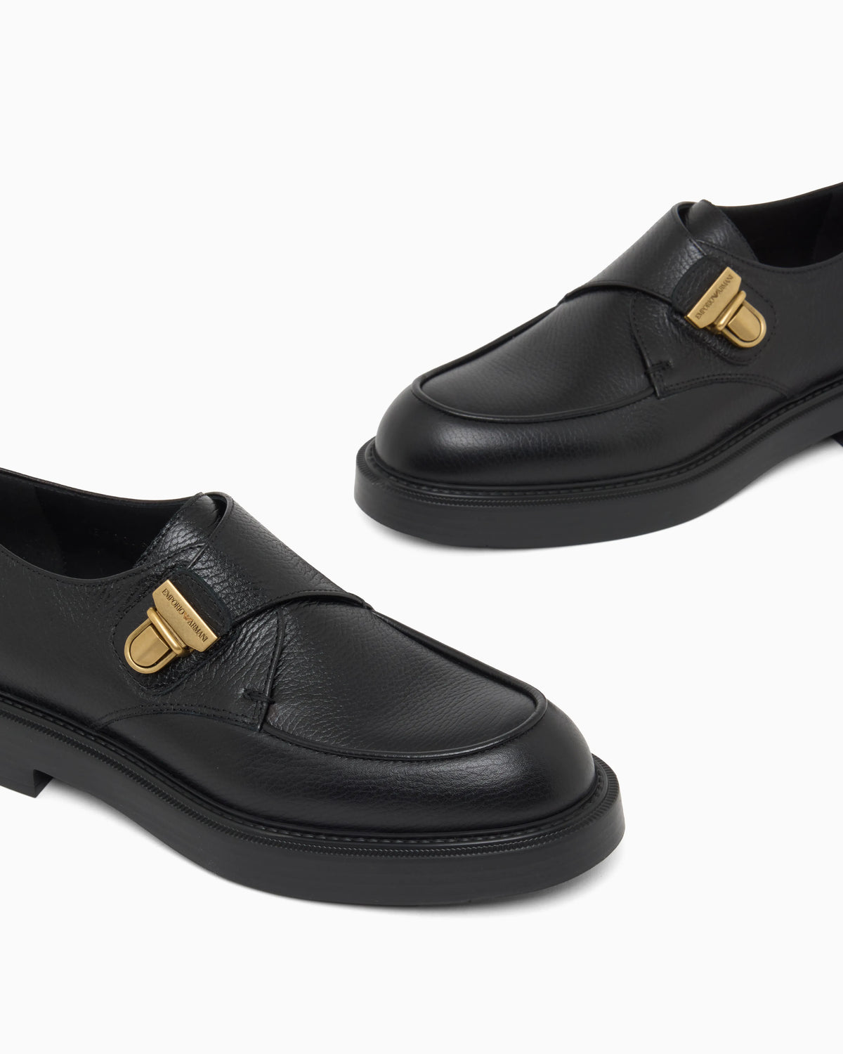 Icon pebbled leather chunky monk straps