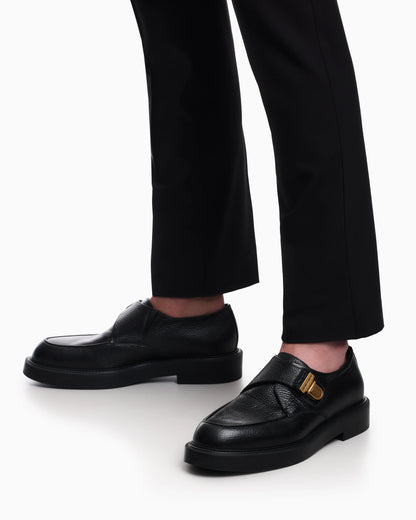 Icon pebbled leather chunky monk straps
