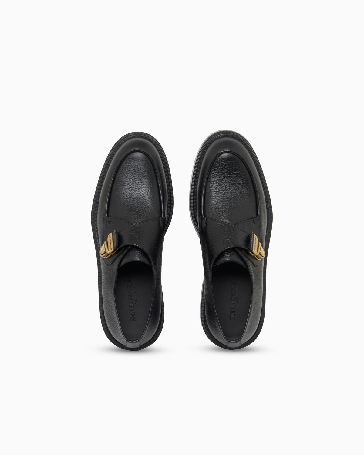 Icon pebbled leather chunky monk straps