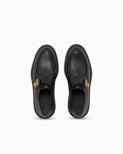 Icon pebbled leather chunky monk straps