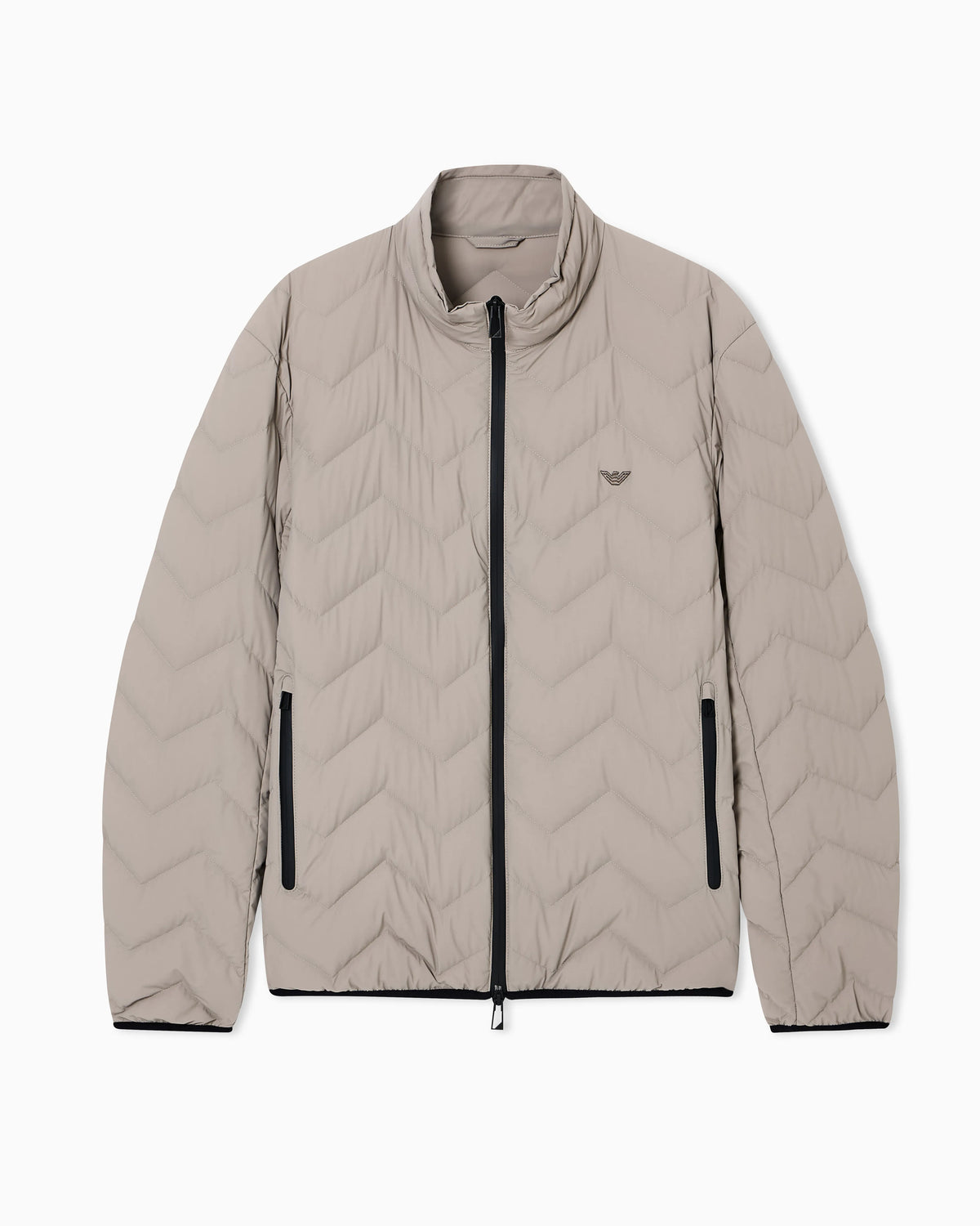 Nylon down jacket with zip and chevron quilting Essential