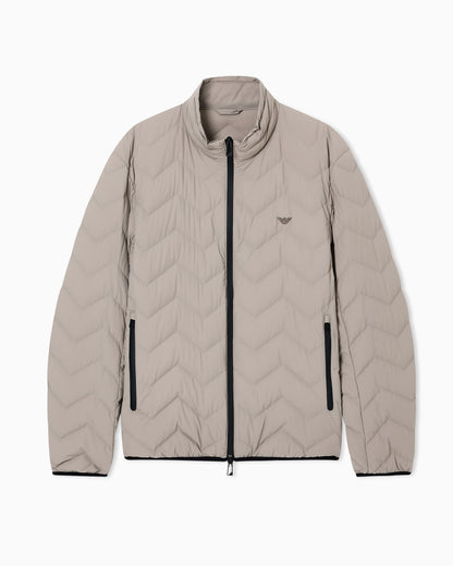 Nylon down jacket with zip and chevron quilting Essential