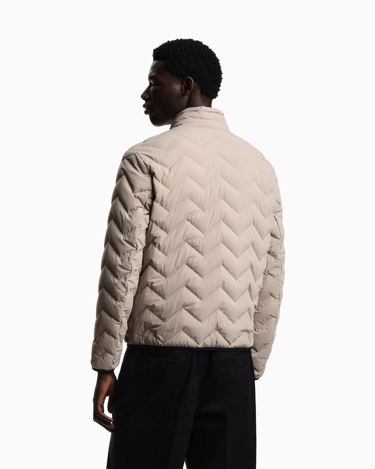 Nylon down jacket with zip and chevron quilting Essential