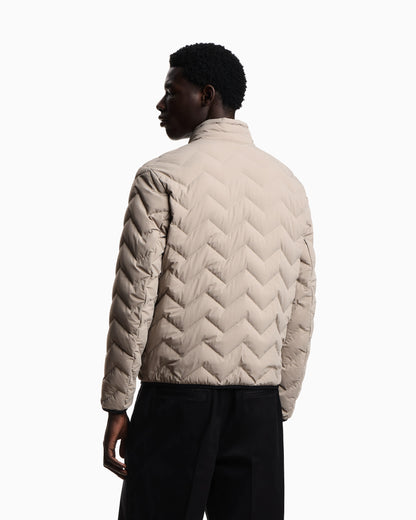 Nylon down jacket with zip and chevron quilting Essential
