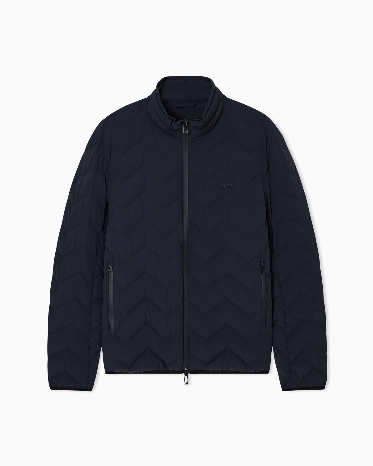 Nylon down jacket with zip and chevron quilting Essential