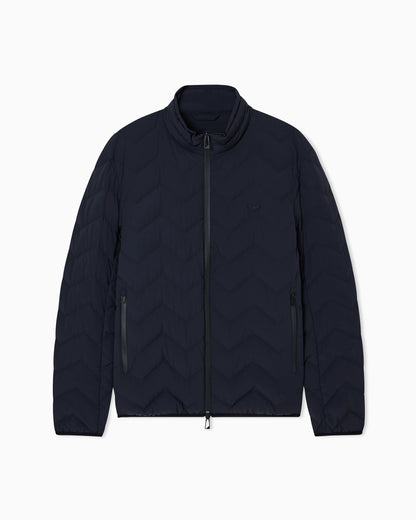 Nylon down jacket with zip and chevron quilting Essential