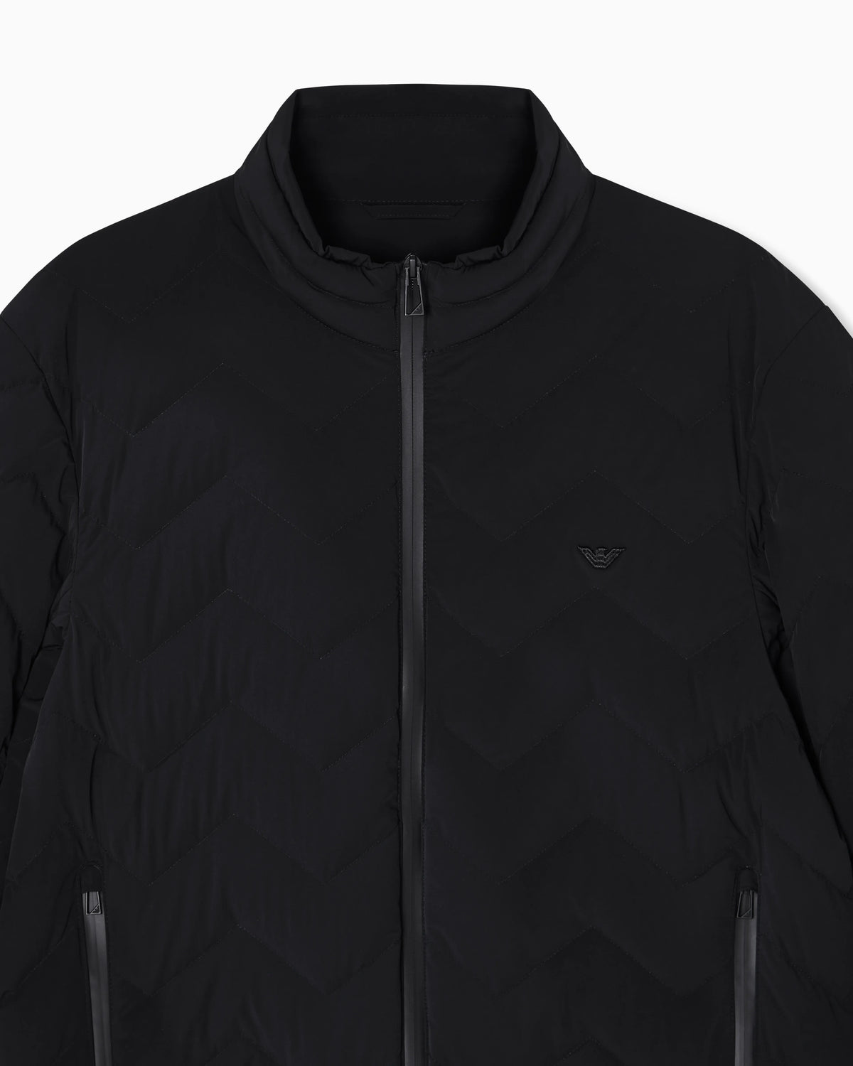 Nylon down jacket with zip and chevron quilting Essential