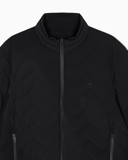 Nylon down jacket with zip and chevron quilting Essential