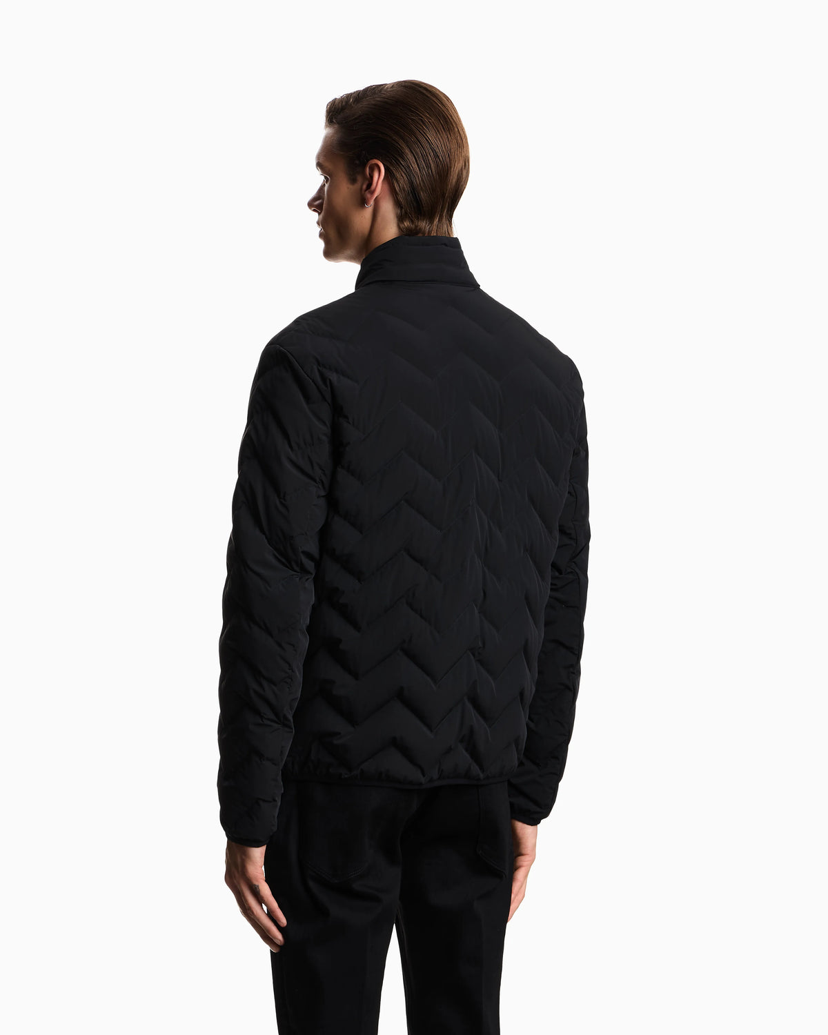 Nylon down jacket with zip and chevron quilting Essential