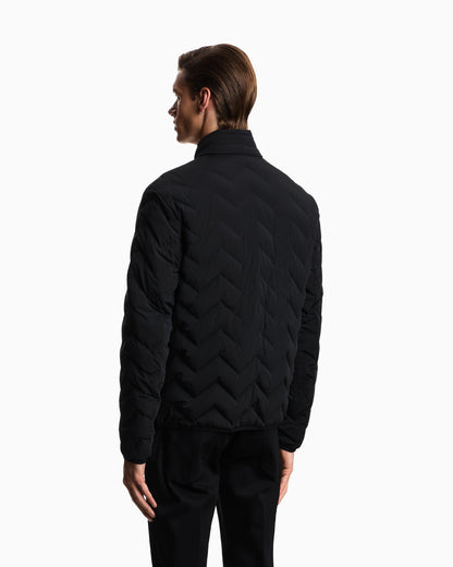 Nylon down jacket with zip and chevron quilting Essential
