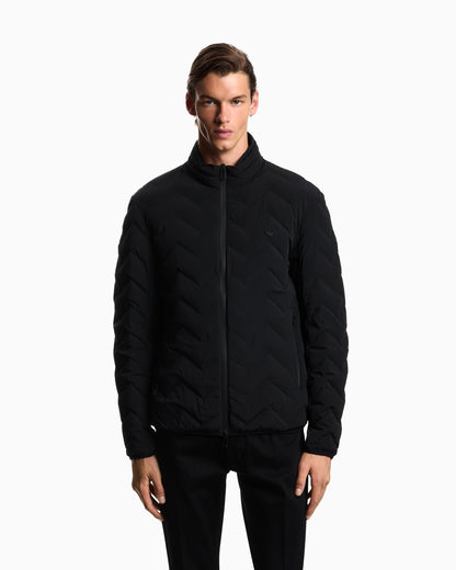 Nylon down jacket with zip and chevron quilting Essential