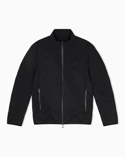 Nylon down jacket with zip and chevron quilting Essential