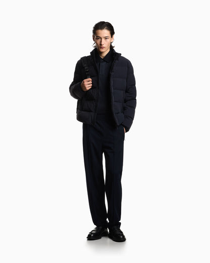 Water-repellent quilted nylon spandex down jacket