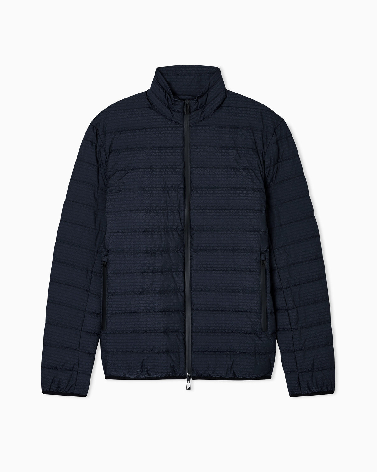 Quilted down jacket with all-over jacquard logo Essential