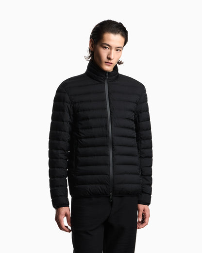 Quilted down jacket with all-over jacquard logo Essential