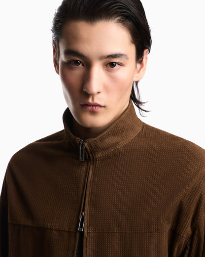 Perforated goat suede blouson