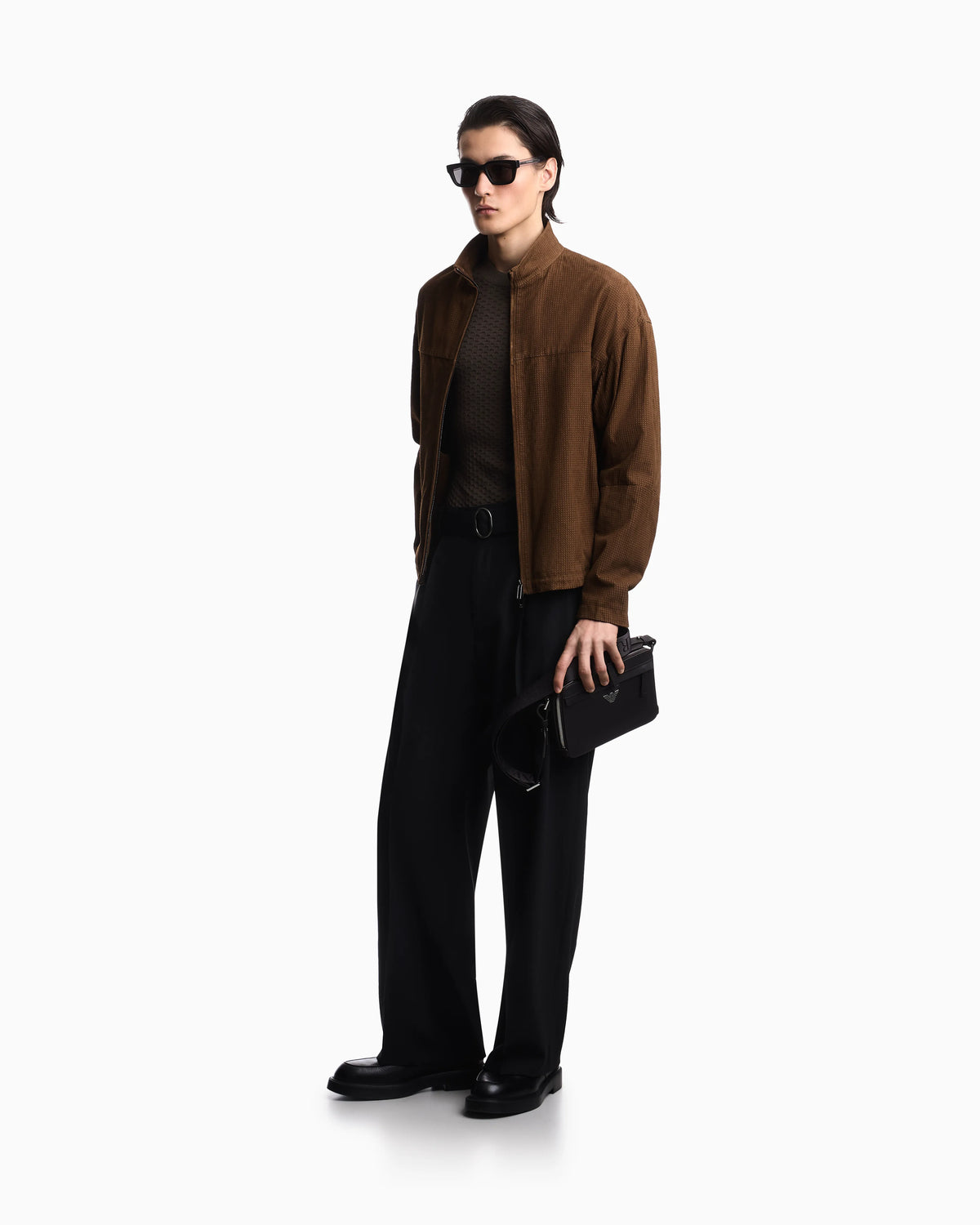 Perforated goat suede blouson