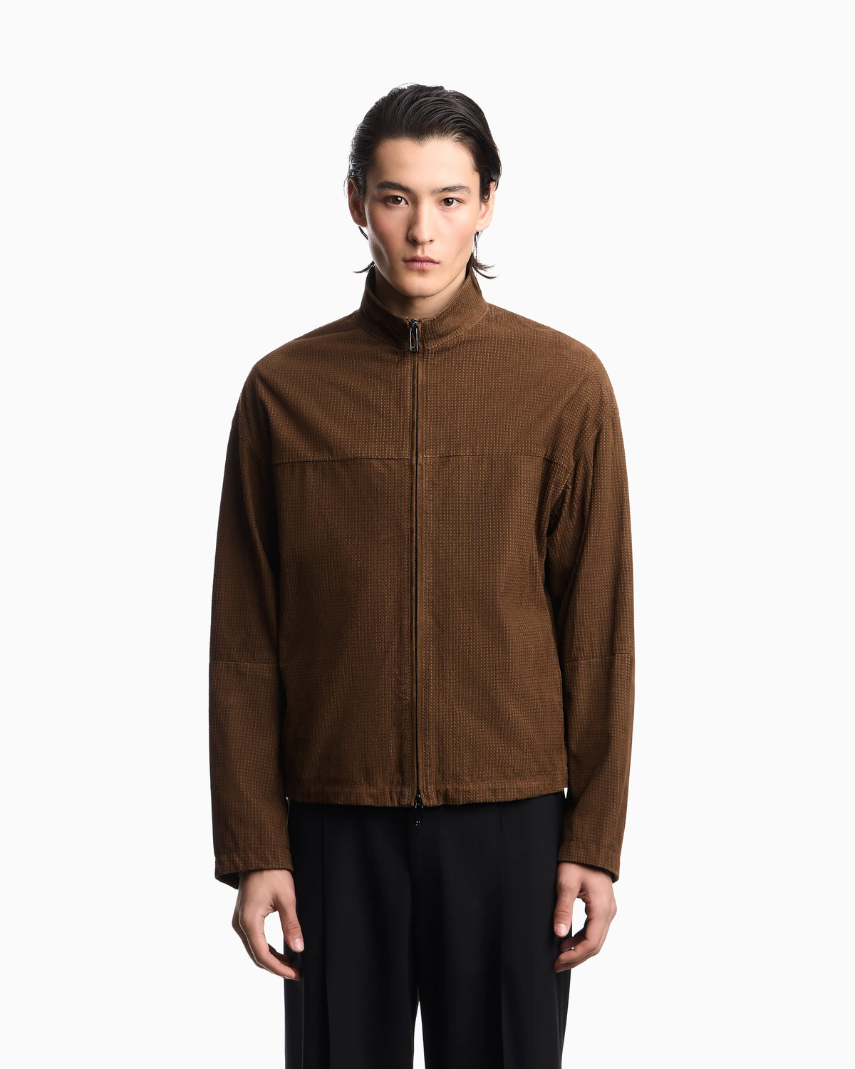 Perforated goat suede blouson