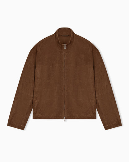 Perforated goat suede blouson