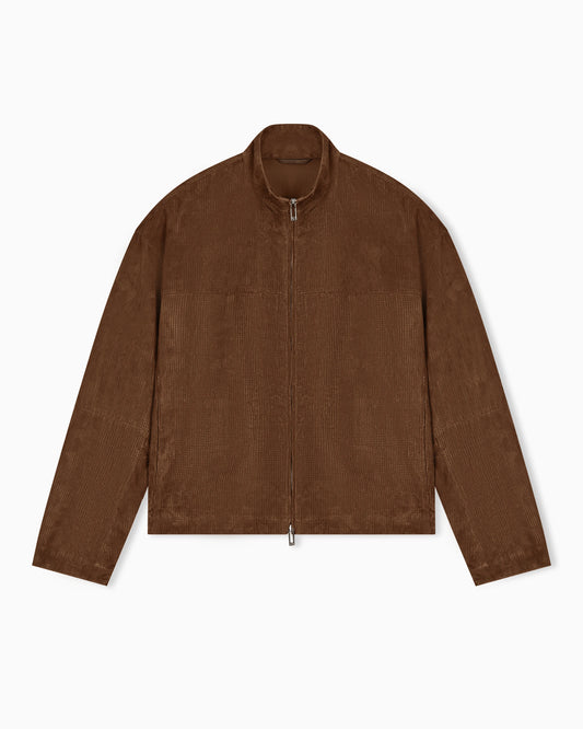 Perforated goat suede blouson