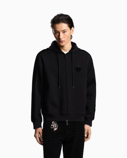 Lunar New Year double-jersey hooded zip-up sweatshirt with patch and tape