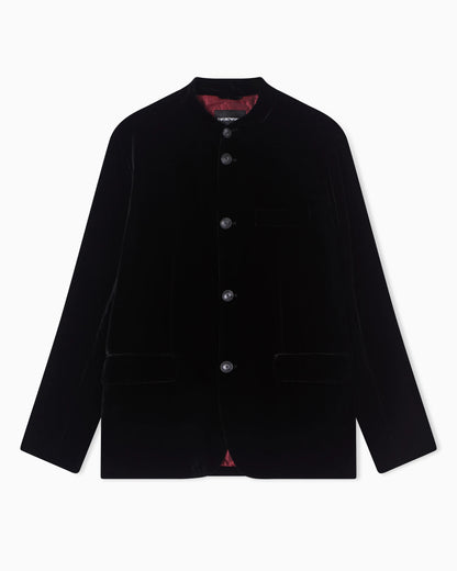 Lunar New Year chenille jacket with guru collar