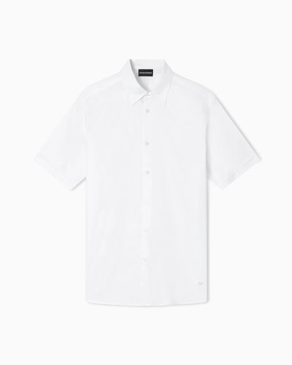 Short-sleeved shirt in stretch Pima cotton