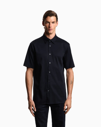 Short-sleeved shirt in stretch Pima cotton