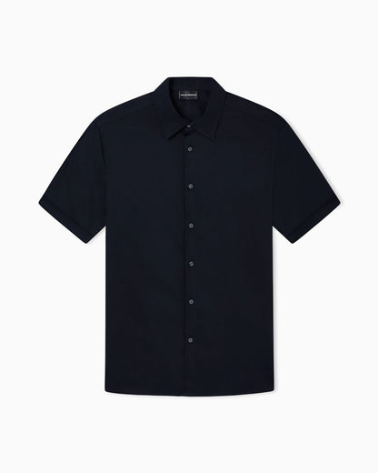 Short-sleeved shirt in stretch Pima cotton