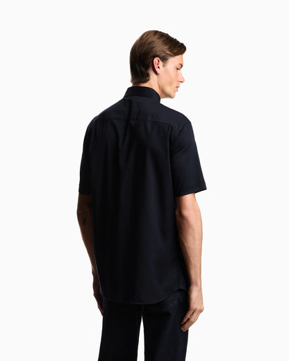 Short-sleeved shirt in stretch Pima cotton
