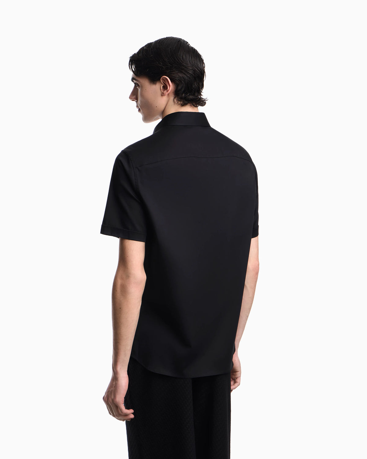 Short-sleeved shirt in stretch Pima cotton