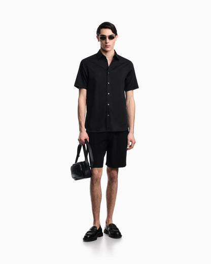 Short-sleeved shirt in stretch Pima cotton