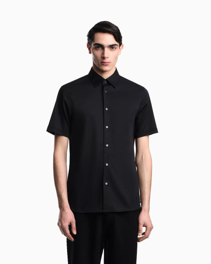 Short-sleeved shirt in stretch Pima cotton