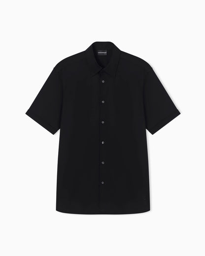 Short-sleeved shirt in stretch Pima cotton