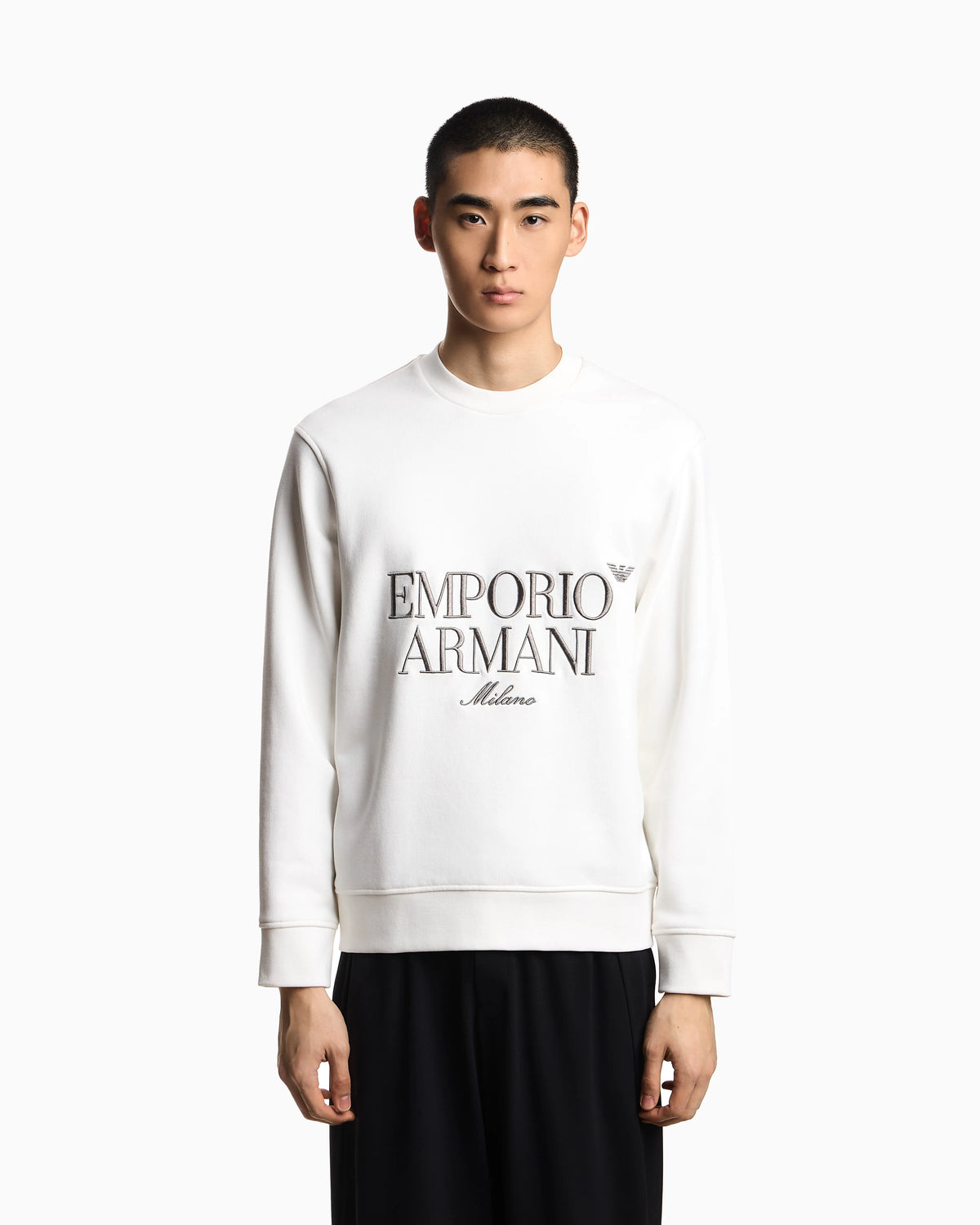 French terry jersey sweatshirt with embroidered logo