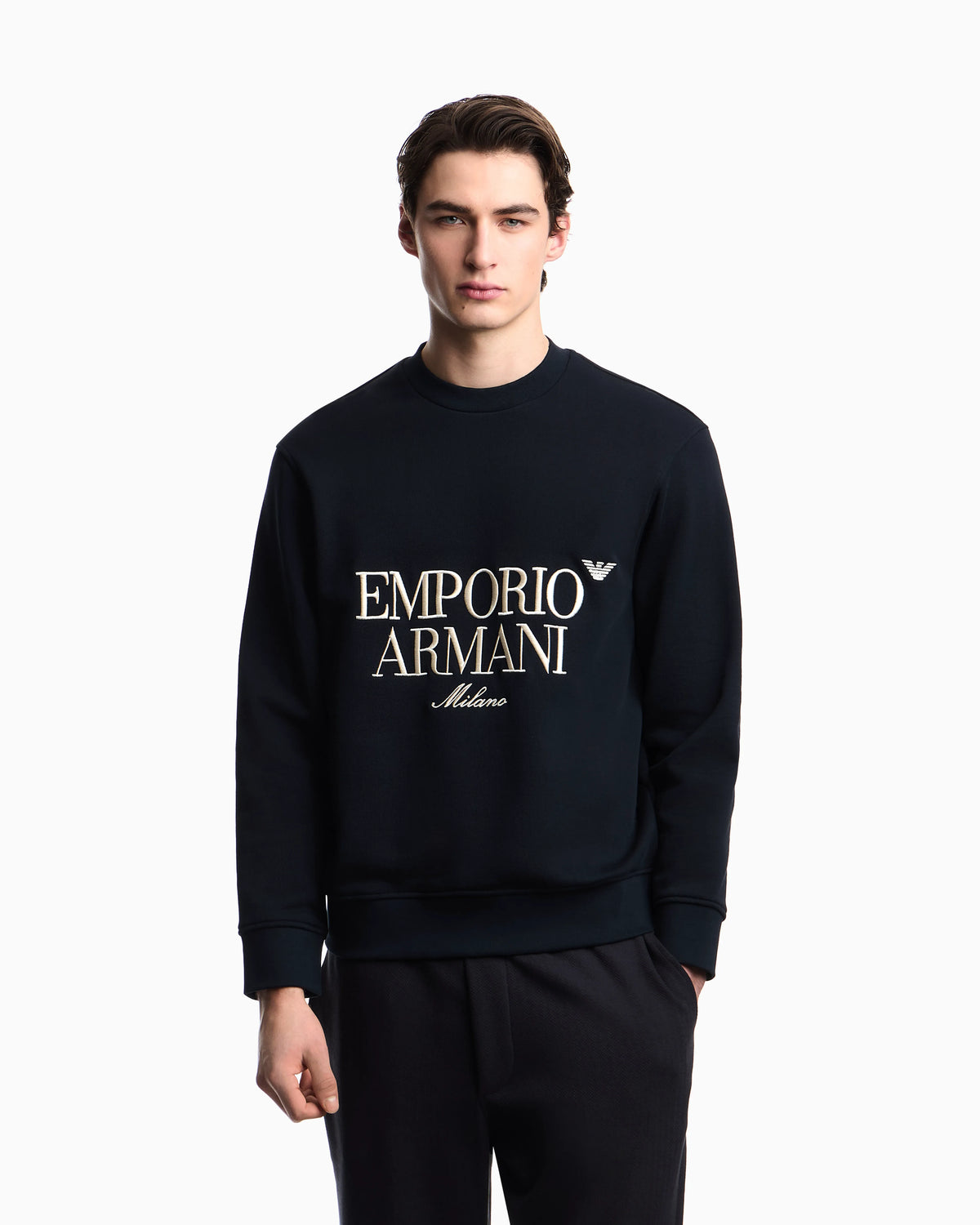 French terry jersey sweatshirt with embroidered logo