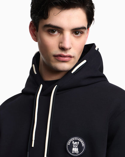 Loose-fit hooded sweatshirt in double jersey with French bulldog patch