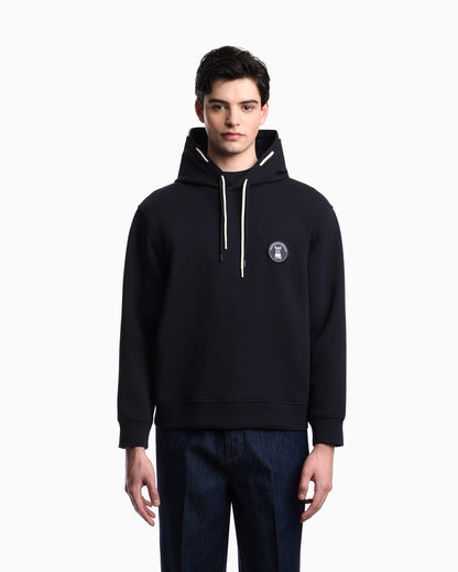 Loose-fit hooded sweatshirt in double jersey with French bulldog patch