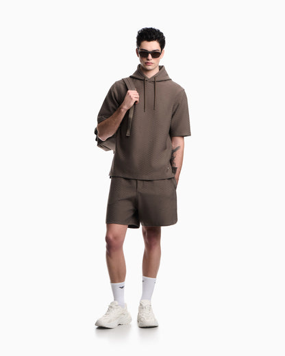Jacquard jersey hooded sweatshirt with all-over micro eagle